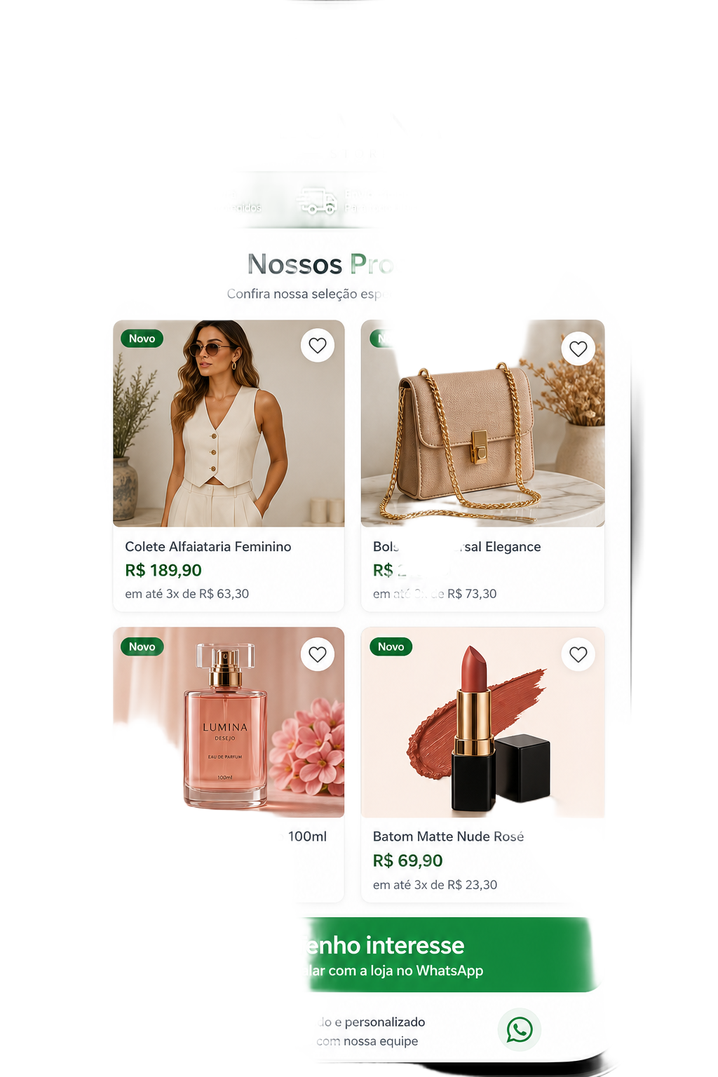 Mockup da vitrine